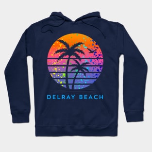 Delray Beach Palm Tree Sunset Family Cool Coastal Vacation Souvenir Hoodie